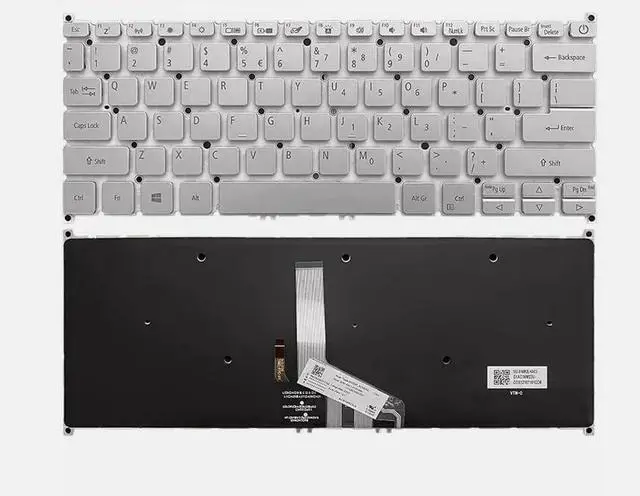 Main image of New US Silver English Backlit Laptop Keyboard (Without palmrest) for Acer Swift SF314-42 SF314-57 SF314-58 SF314-59 SF514-55 SF514-54 SF514-53 SF514-52 Light Backlight