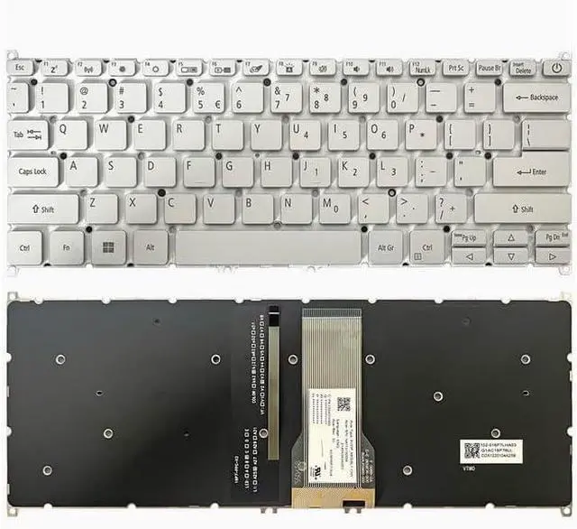 Main image of New US Silver English Backlit Keyboard (Without palmrest) for Acer Swift SF314-43 SF314-43-R9D2 SF314-54 SF314-54G SF314-54G-52L8 Light Backlight
