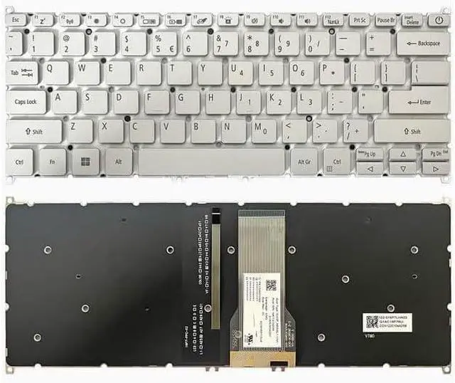 Main image of New US Silver English Backlit Keyboard (Without palmrest) for Acer Swift X SFX14-41G-R1S6 SF314-511 N20C12 S3-511 SFX14-41G Light Backlight
