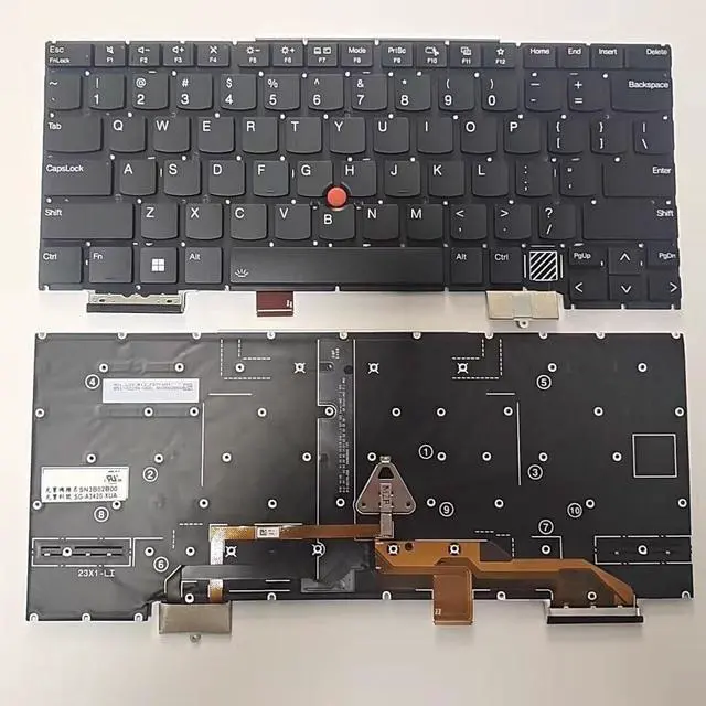 Main image of New US Black English Backlit Laptop Keyboard (Without palmrest) Replacement for Lenovo ThinkPad X1 Carbon 12th Gen 2024 Type 21KC 21KD Light Backlight