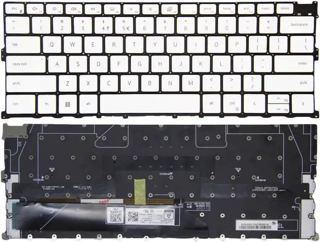 Main image of New US White English Backlit Laptop Keyboard (Without palmrest) Replacement for Dell XPS 13 9300 9301 9310 2020 P117G P117G001 P117G002 Light Backlight