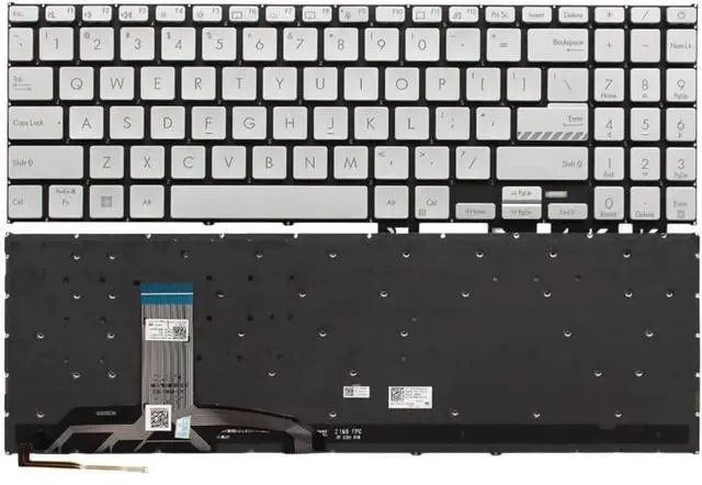 Main image of New US Silver English Backlit Laptop Keyboard (Without palmrest) for Asus Vivobook X1505 M1505 M1505YA X1602 F1603 F1603ZA M1603 M1603QA X1605 M1605 S1605 S1605PA M1605YA X1505ZA X1605VA X1605ZA