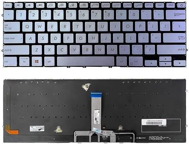 Main image of New US Silver English Backlit Laptop Keyboard (Without palmrest) for Asus ZenBook S13 UX392 UX392F UX392FN UX392FA Light Backlight