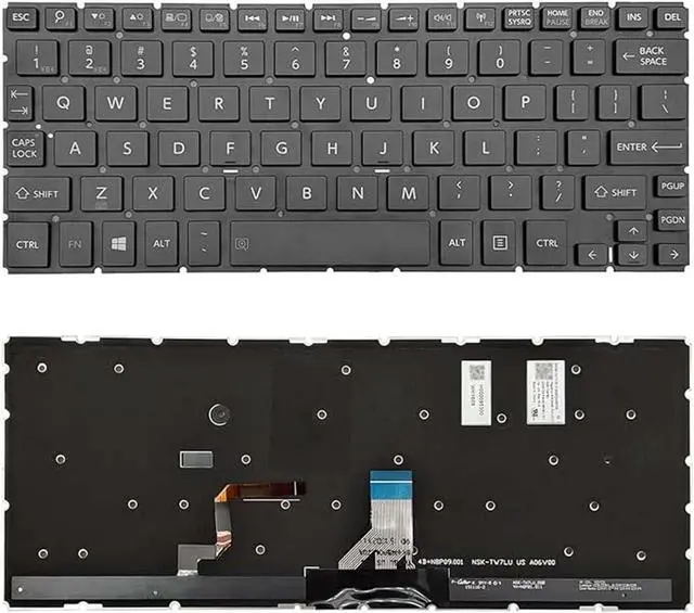 Main image of New US Black English Backlit Laptop Keyboard (Without palmrest) for Toshiba Satellite P20W-C P20W-C-103 P20W-CST3N01 P25W-C P25W-C2304-4K P25W-C2302 Light Backlight