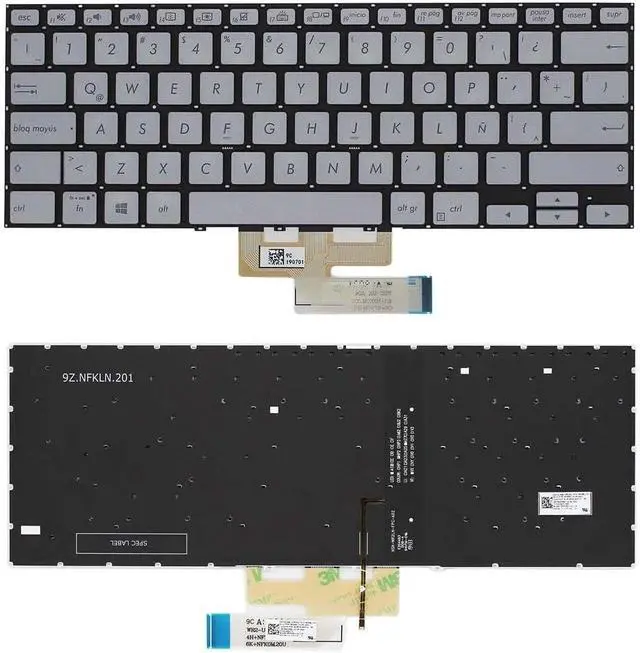 Main image of New US Silver English Backlit Laptop Keyboard (Without palmrest) for ASUS UX462 UX462D UX462DA UM462 UM462D UM462DA
