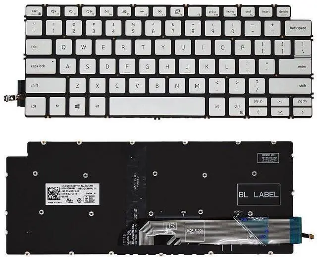 Main image of New US Silver English Backlit Laptop Keyboard (Without palmrest) for Dell Inspiron 14 7405 2-in-1 Inspiron 7400