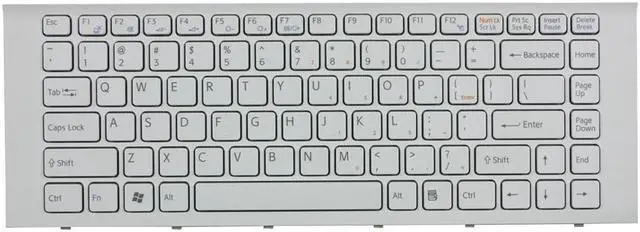 Main image of New US Layout White Keyboard with Frame for Sony Vaio VPCEG VPC-EG PCG-61911L PCG-61913L PCG-61A11L PCG-61A12L PCG-61A13L PCG-61A14L laptop P/N: 9Z.N7ASW.101 148970211 SF1SW SF3SW
