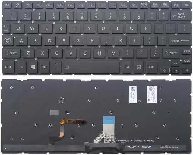 Main image of New US Black English Backlit Laptop Keyboard (without palmrest) for Toshiba Satellite Radius L15W L15W-B L15W-B0301SM L15W-B0302SL L15W-B1120 L15W-B1181SM L15W-B1208 L15W-B1208D Light Backlight