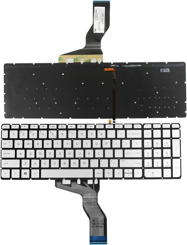 Main image of New US Silver Backlit English Laptop Keyboard (without frame) For HP ENVY 17-n011tx 17-n001ns 17-n011tx 17-n012tx 17-n013na 17-n001ur 17-n013tx 17-n014tx 17-n041no 17-n002ur 17-n065na 17-n030no