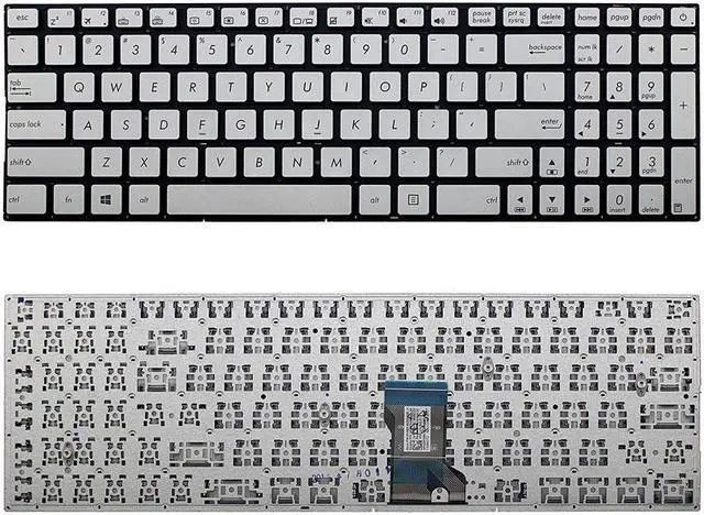 Main image of New US Silver English Laptop Keyboard (without frame) For Asus AEBK5R00010 AEBK5U00010 NSK-USLBQ 01 NSK-USLBQ 1D AEBK5U02010 NSK-USMBQ 01 0KNB0-662EUS00