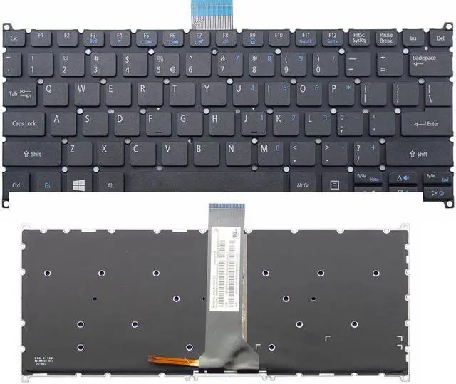 Main image of New US Black Backlit English Laptop Keyboard (without frame) For Acer Aspire V5-122P V5-122P-0449 V5-122P-0647 Light Backlight