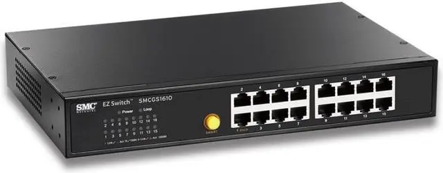 Main image of SMC EZ Switch SMCGS1610 - switch - 16 ports - unmanaged - desktop, rack.