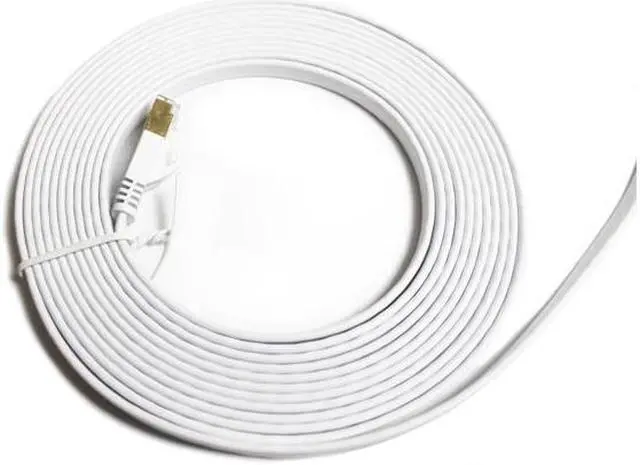 Alt view image 5 of 5 - Nexhi STP Cat 7 Ethernet Cable 14 ft Shielded - Ethernet Cable, Faster than Cat5e/Cat5 Network, Flat Cat7 High Speed LAN Wire with Rj45 for Router and Modem (STP-1800-14W)– White pack of 2