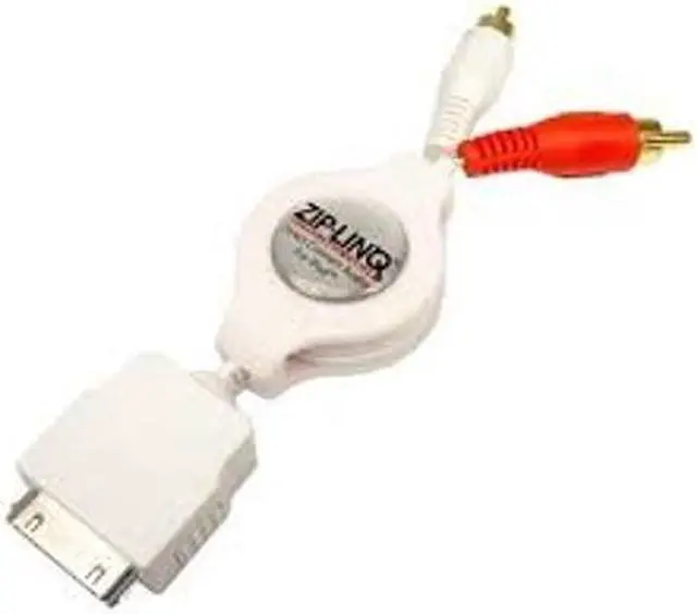 Main image of ZIP-LINQ ZIP-AUDIO-IP2 4 ft. Retractable iPod 30Pin Dock to 2 RCA Audio Cable Male to Male
