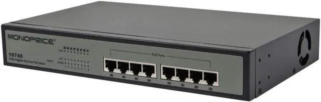 Main image of 5 pack of  Monoprice 8 Port 10/100/1000M PoE Switch/ 8 Port PoE/ 802.3af (110740)