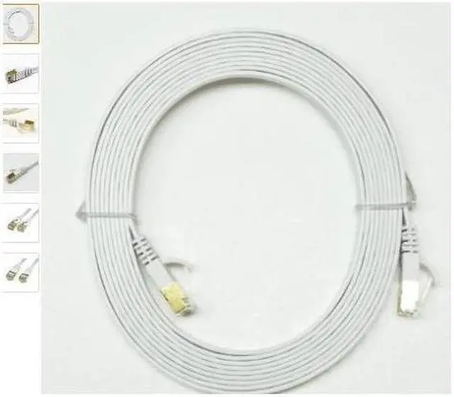 Alt view image 4 of 7 - Nexhi STP Cat 7 Ethernet Cable 14 ft Shielded - Ethernet Cable, Faster than Cat5e/Cat5 Network, Flat Cat7 High Speed LAN Wire with Rj45 for Router and Modem (STP-1800-14W) White pack of 2