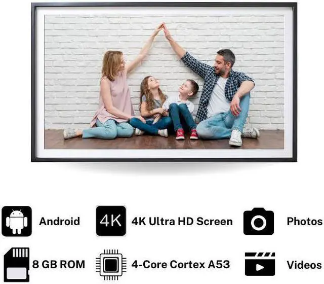 Alt view image 2 of 7 - Nexhi 49 Inch UHD 4K WiFi Digital Photo Frame (3840x2160 Pixels), Android Digital Picture Frame with Built-in 8GB Memory, Wall Mountable to display NFT, Art, Pictures, Memories.