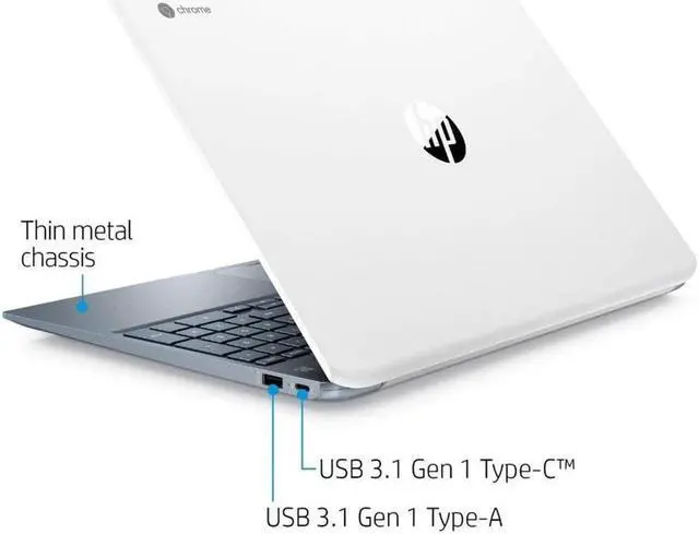Alt view image 2 of 2 - HP Chromebook 15-de0523dx - Core i5 8250U / 1.6 GHz - Chrome OS - UHD Graphics 620 - 8 GB RAM - 128 GB eMMC - 15.6" IPS touchscreen 1920 x 1080 (Full HD) - Wi-Fi 5 - ceramic white (cover)
