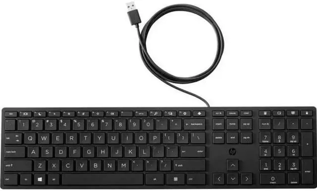 Main image of Lot of 10 HP L96909-001 320K USB Wired Slim Black Desktop Keyboard - OEM