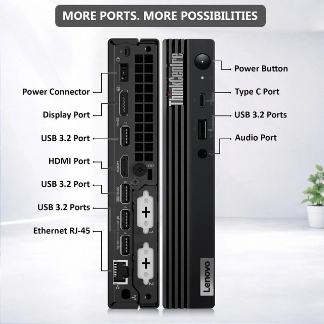 Alt view image 2 of 5 - Lenovo ThinkCentre M80q Tiny | Intel Core i5-10th Gen | 128GB SSD, 16GB DDR4 Ram, Wired Keyboard & Mouse | Windows 11 Pro, Mini Desktop PC