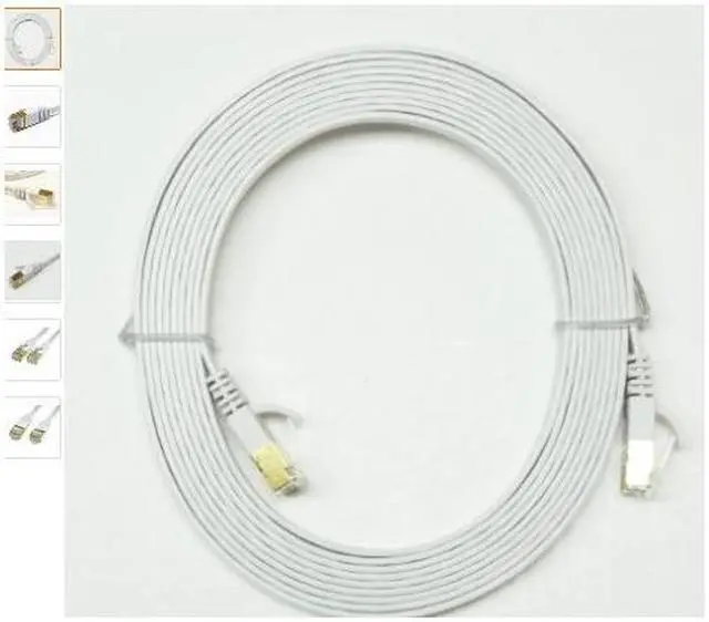 Main image of Nexhi STP Cat 7 Ethernet Cable 14 ft Shielded - Ethernet Cable, Faster than Cat5e/Cat5 Network, Flat Cat7 High Speed LAN Wire with Rj45 for Router and Modem (STP-1800-14W)– White pack of 2