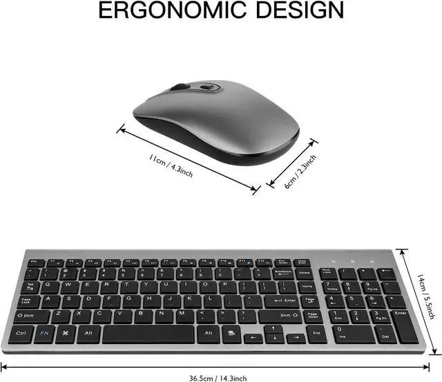 Alt view image 5 of 5 - Wireless Keyboard Mouse Combo, cimetech Compact Full Size Wireless Keyboard and Mouse Set 2.4G Ultra-Thin Sleek Design for Wi