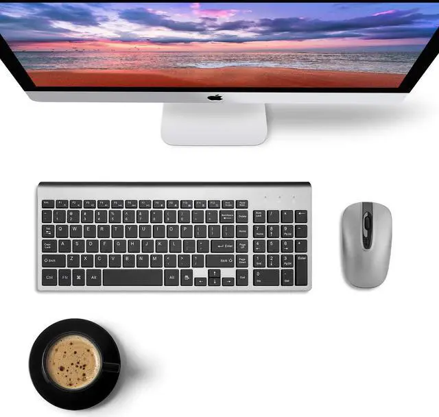 Alt view image 2 of 5 - Wireless Keyboard Mouse Combo, cimetech Compact Full Size Wireless Keyboard and Mouse Set 2.4G Ultra-Thin Sleek Design for Wi