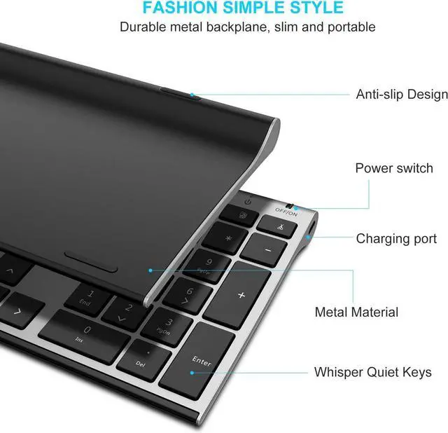 Alt view image 5 of 7 - Wireless Keyboard and Mouse, Vssoplor Rechargeable Quiet Full-Size Keyboard and Mouse Combo Set Ultra Slim Design for Laptop, PC, Notebook, Desktop-Dark Gray