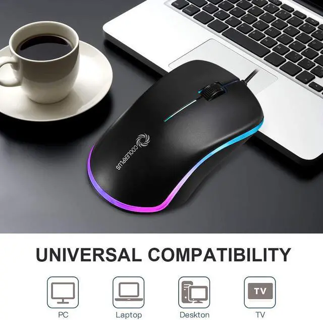 Alt view image 3 of 7 - FC112 USB Optical Wired Computer Mouse with Easy Click for Office and Home, 1000DPI, Premium and Portable,Compatible with Windows PC, Laptop, Desktop, Notebook (Black)