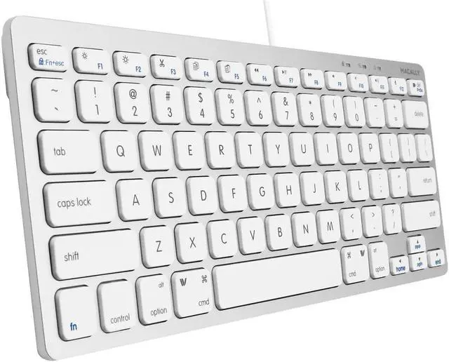 Main image of Macally USB Mini Keyboard for Mac and Windows PC - 78 Scissor Switch Keys with 13 Shortcut Keys - Compact & Small Keyboard That Saves Spaces and Looks Great - Plug and Play Mac Keyboard - Aluminum