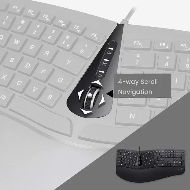 Alt view image 4 of 7 - Perixx Periduo-505, Wired USB Ergonomic Split Keyboard and Vertical Mouse Combo with Adjustable Palm Rest and Short Tactical Membrane Keys, US English Layout
