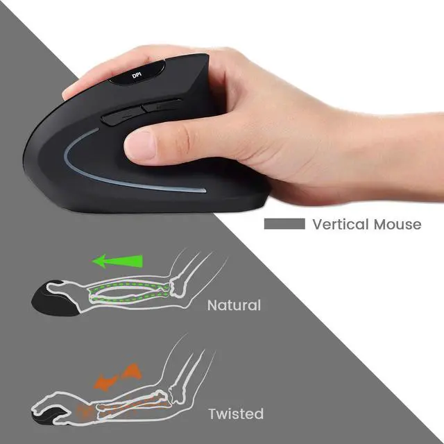 Alt view image 4 of 7 - Perixx Periduo-605, Wireless Ergonomic Split Keyboard and Vertical Mouse Combo, Adjustable Palm Rest and Membrane Low Profile Keys, Black, US English Layout (11633)