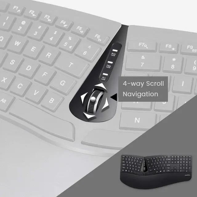 Alt view image 5 of 7 - Perixx Periduo-605, Wireless Ergonomic Split Keyboard and Vertical Mouse Combo, Adjustable Palm Rest and Membrane Low Profile Keys, Black, US English Layout (11633)