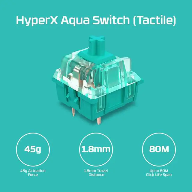 Alt view image 11 of 20 - HyperX Alloy Origins 60 - Mechanical Gaming Keyboard - HX Aqua - US Layout