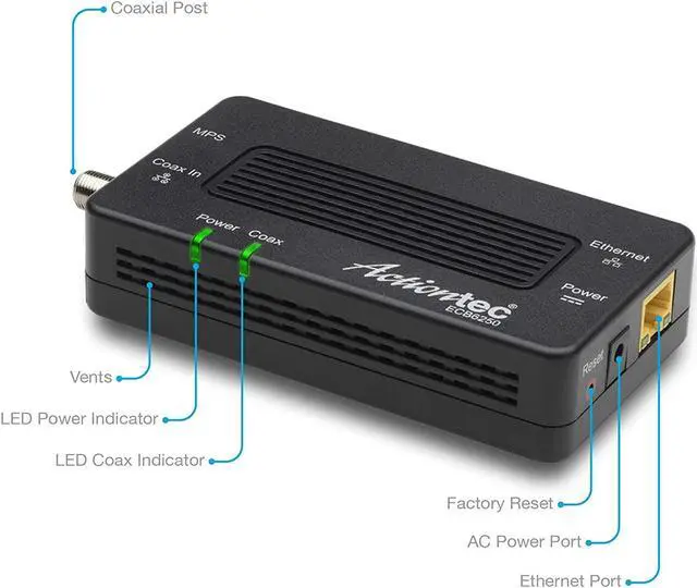 Alt view image 2 of 5 - Actiontec MoCA 2.5 Network Adapter for Ethernet Over Coax (1 Pack) – 1 Gbps Ethernet, Coax to Ethernet Adapter, Enhanced Streaming and Gaming (Model: ECB6250S02)