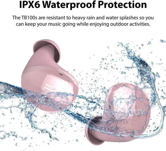 Alt view image 5 of 7 - iLuv TB100 Rose Gold True Wireless Earbuds Cordless in-Ear Bluetooth 5.0 with Hands-Free Call Microphone, IPX6 Waterproof Protection, High-Fidelity Sound; Includes Compact Charging Case & 3 Ear Tips