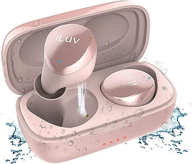 Main image of iLuv TB100 Rose Gold True Wireless Earbuds Cordless in-Ear Bluetooth 5.0 with Hands-Free Call Microphone, IPX6 Waterproof Protection, High-Fidelity Sound; Includes Compact Charging Case & 3 Ear Tips