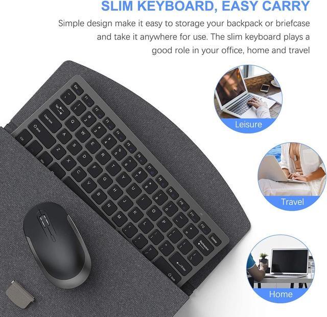 Alt view image 6 of 7 - Compact Wireless Keyboard Mouse, 2.4GHz Ultra Thin Small Wireless Keyboard Mouse Combo for Desktop, Laptop (Black and Gray)