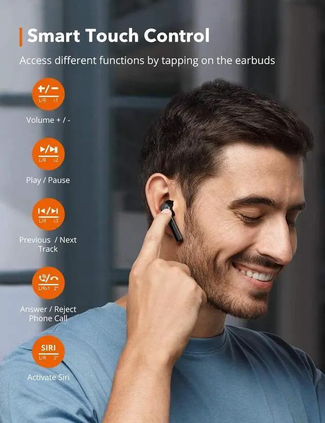 Alt view image 4 of 6 - Wireless Earbuds, TaoTronics SoundLiberty 92 Bluetooth 5.0 Earbuds with Charging Case Hi-Fi Stereo TWS True Wireless Earbuds with Mic Smart Touch Control IPX8 30H Playtime Wireless Earphones