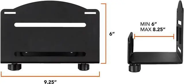Alt view image 7 of 7 - Mount-It! CPU Wall Mount Bracket, Desktop Computer Tower Holder with Safety Straps, Heavy Duty Size Adjustable CPU Holder, Steel, Black, 22 Lbs Capacity, Saves Floor and Desk Space