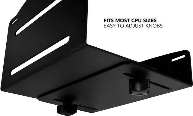 Alt view image 5 of 7 - Mount-It! CPU Wall Mount Bracket, Desktop Computer Tower Holder with Safety Straps, Heavy Duty Size Adjustable CPU Holder, Steel, Black, 22 Lbs Capacity, Saves Floor and Desk Space