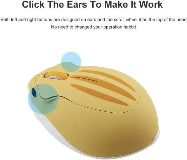 Alt view image 6 of 7 - 2.4GHz Wireless Mouse Cute Hamster Shape Less Noice Portable Mobile Optical 1200DPI USB Mice Cordless Mouse for PC Laptop Computer Notebook MacBook Kids Girl Gift (Yellow