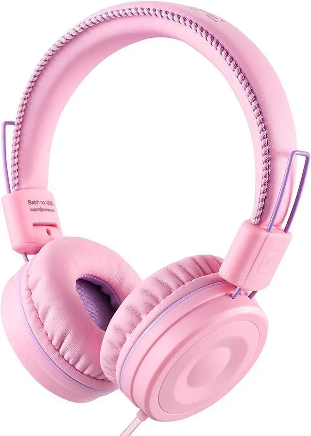 Main image of POWMEE M1 Kids Headphones Wired Headphone for Kids,Foldable Adjustable Stereo Tangle-Free,3.5MM Jack Wire Cord On-Ear Headphone for Children (Pink)