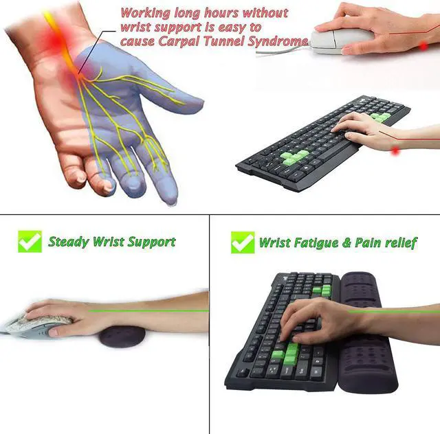 Alt view image 6 of 7 - BRILA Upgraded Ergonomic Keyboard and Mouse Wrist Rest Support Cushion Pad Set - Comfy Soft Memory Foam Gel Padding & Non-Slip Palm/Hand/Wrist Pain Relief Rest Pad for Office Work, PC Gaming, Laptop