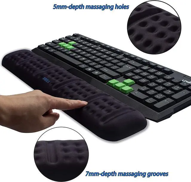 Alt view image 2 of 7 - BRILA Upgraded Ergonomic Keyboard and Mouse Wrist Rest Support Cushion Pad Set - Comfy Soft Memory Foam Gel Padding & Non-Slip Palm/Hand/Wrist Pain Relief Rest Pad for Office Work, PC Gaming, Laptop