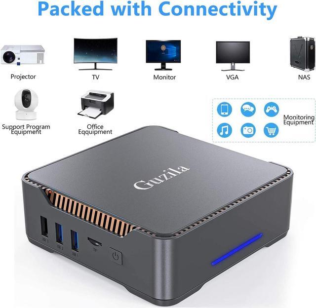 Alt view image 4 of 7 - Mini PC, Intel Celeron J3455 Processor(up to 2.3GHz) Windows 10 Pro(64-bit) Mini Desktop Computer with HDMI/VGA Port,6GB DDR3/120GB SSD,Gigabit Ethernet,Dual Band Wi-Fi,Bluetooth 4.2,4K HD
