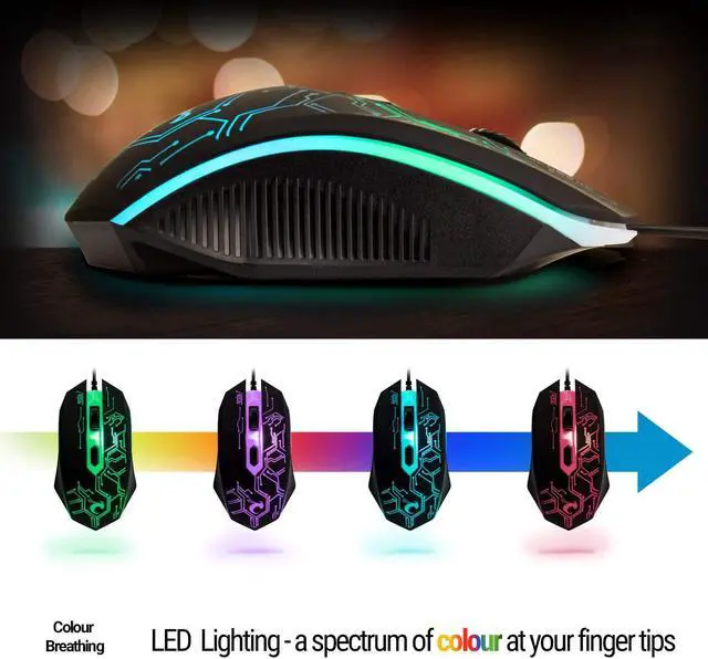 Alt view image 6 of 7 - Gaming Keyboard and Mouse and Mouse pad and Gaming Headset, Wired LED RGB Backlight Bundle for PC Gamers and Xbox and PS4 Users - 4 in 1 Edition Hornet RX-250