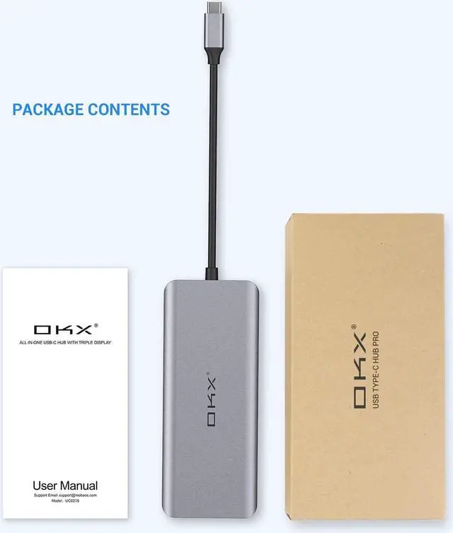 Alt view image 7 of 7 - USB C Hub, OKX 14 in 1 USB C to Triple Display Adapter with 100W PD Charging, 2 HDMI, VGA, USB-C Date Transfer, 3 USB 3.0 Ports, 2 USB 2.0 Ports, SD/TF Card Readers for MacBook Pro and Type C Laptops