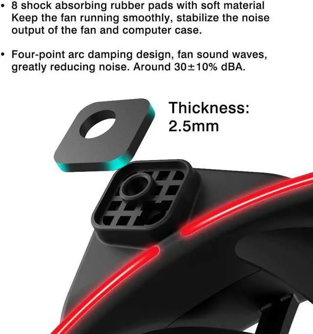 Alt view image 4 of 5 - Pccooler 120mm Fan Moonlight Series, PC-M120R LED Red Computer Case Fan - PC Cooling Fan -  Light Loop Quiet Fan for PC Cases, CPU Coolers, Radiators System