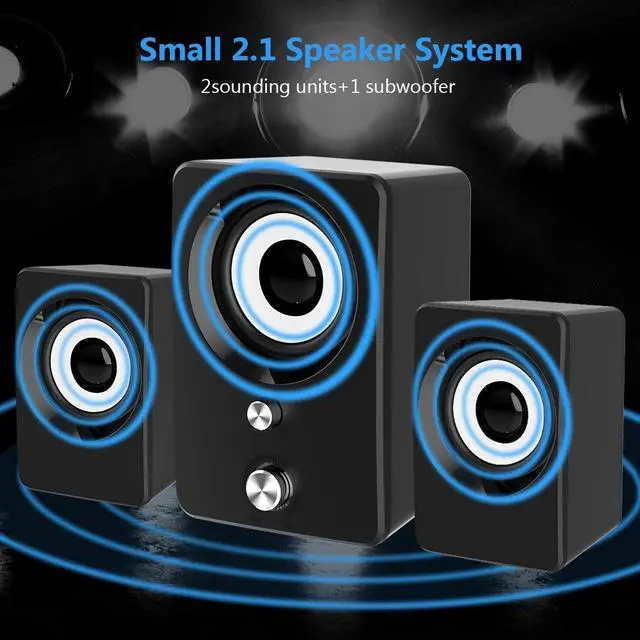 Alt view image 3 of 5 - Computer Speakers, Maboo 3.5mm Jack PC Speakers Wired with Subwoofer, USB Powered Multimedia 2.1 Channel for Desktop, Windows, Laptop, Tablets, Smartphone, PC Black (Speaker 2.1)